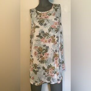 Torrid Plus Sz 4X Blue Floral Tank Top Casual Sleeveless Shirt